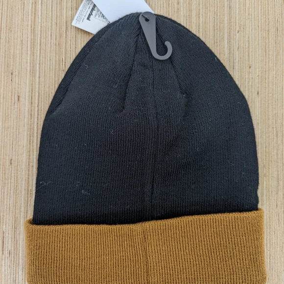 Timberland Cuffed Color Block Knit Beanie One Size Black Wheat Brown - Picture 5 of 7